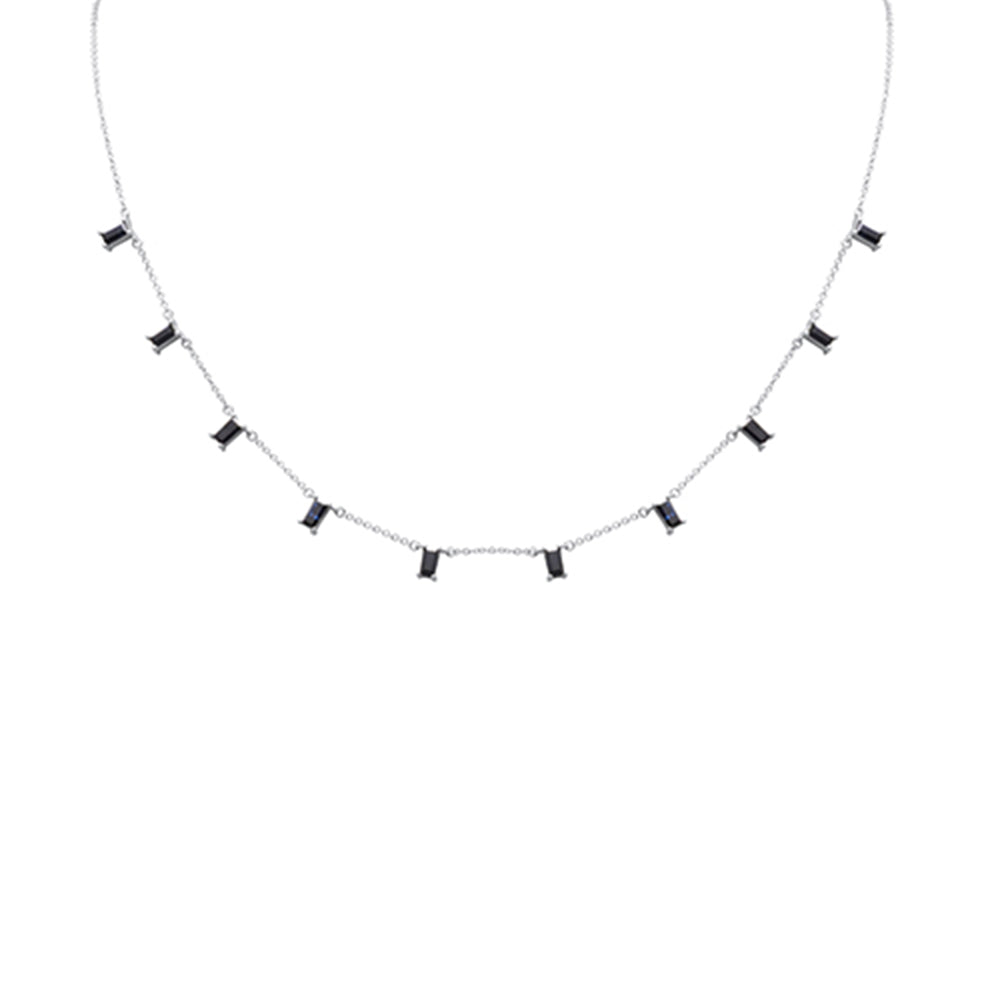 SPECIAL! 1.80ct G SI 14K White Gold Blue Sapphire Necklace 16 + 2" Ext