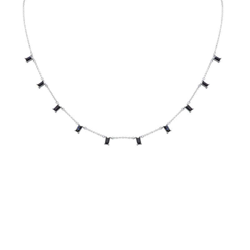 SPECIAL! 1.80ct G SI 14K White Gold Blue Sapphire Necklace 16 + 2" Ext