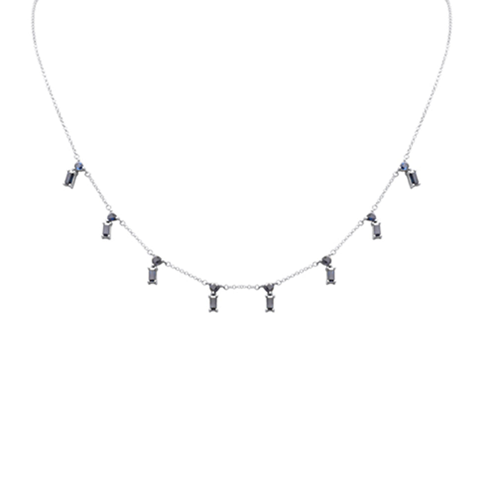 SPECIAL! 2.72ct G SI 14K White Gold Blue Sapphire Necklace 16 + 2" Ext