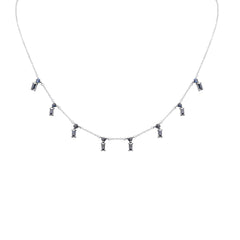 SPECIAL! 2.72ct G SI 14K White Gold Blue Sapphire Necklace 16 + 2" Ext
