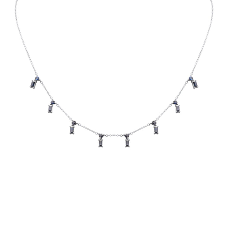 SPECIAL! 2.72ct G SI 14K White Gold Blue Sapphire Necklace 16 + 2" Ext