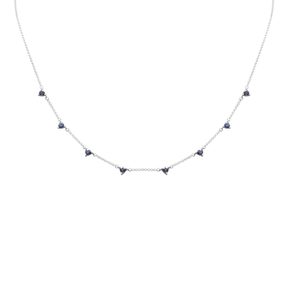 GEMSTONE CLOSEOUT!  1.28ct G SI 14K White Gold Blue Sapphire Gemstone Necklace 16 + 2" Ext