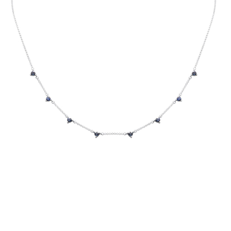 GEMSTONE CLOSEOUT!  1.28ct G SI 14K White Gold Blue Sapphire Gemstone Necklace 16 + 2" Ext