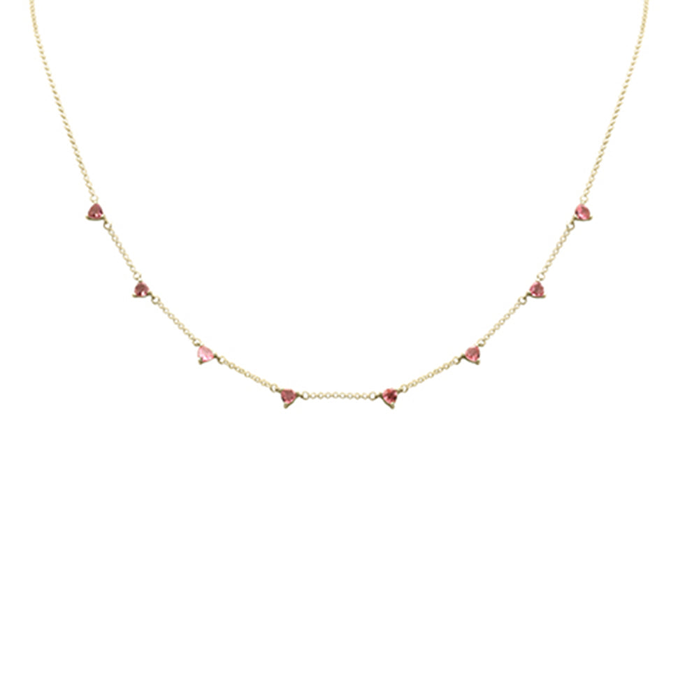 SPECIAL! .76ct G SI 14K Yellow Gold Pink tourmaline Necklace 16 + 2" Ext