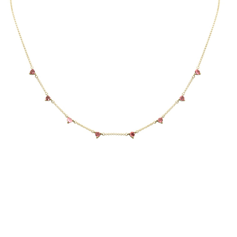 SPECIAL! .76ct G SI 14K Yellow Gold Pink tourmaline Necklace 16 + 2" Ext