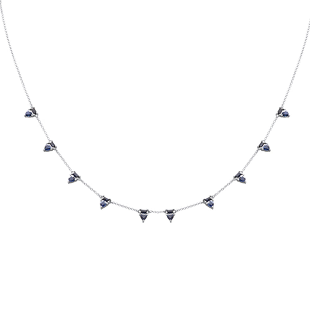 SPECIAL! 2.07ct G SI 14K White Gold Blue Sapphire Gemstone Necklace 16 + 2" Ext