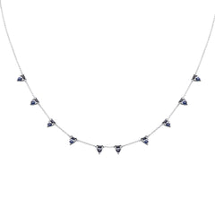 SPECIAL! 2.07ct G SI 14K White Gold Blue Sapphire Gemstone Necklace 16 + 2" Ext