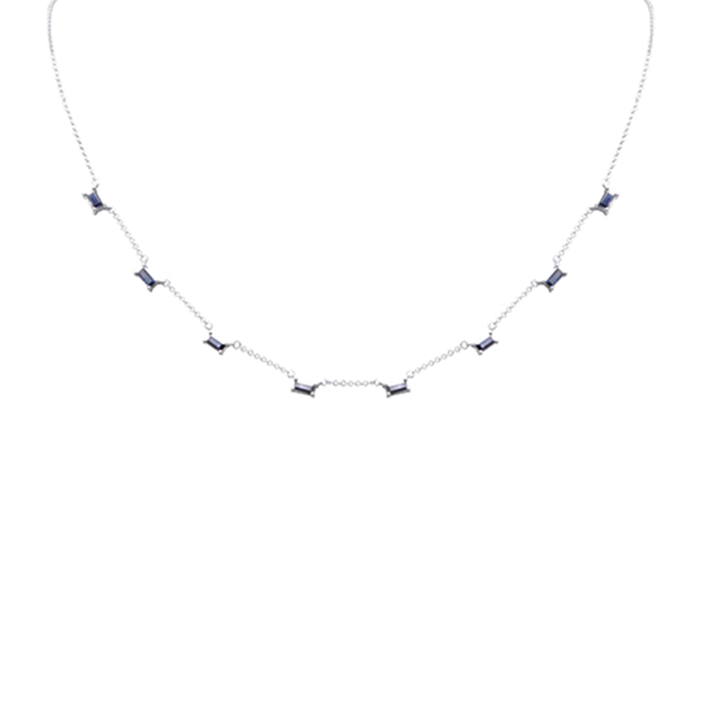GEMSTONE CLOSEOUT!  .88ct G SI 14K White Gold Blue Sapphire Gemstone Necklace 16 + 2" Ext