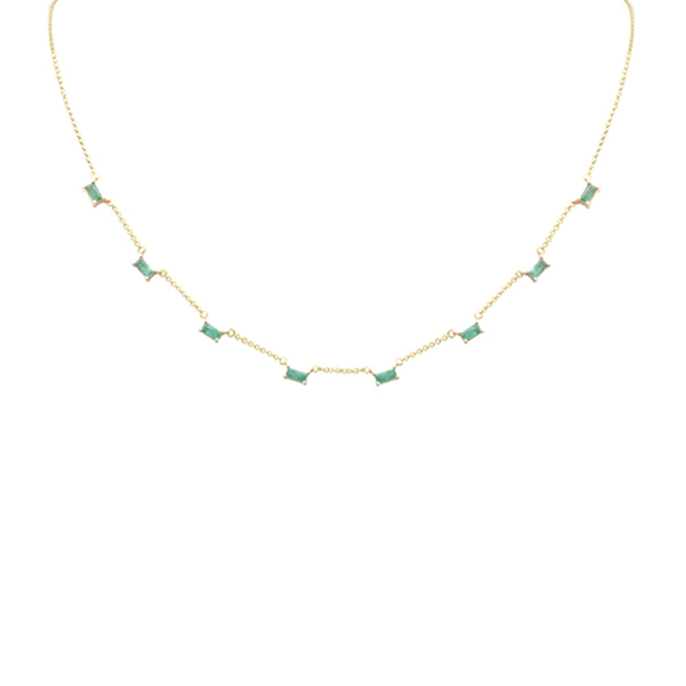 GEMSTONE CLOSEOUT!   .88ct G SI 14K Yellow Gold Emerald Gemstone Necklace 16 + 2" Ext