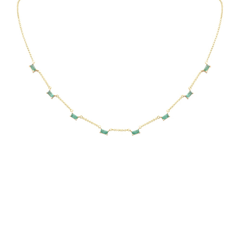 GEMSTONE CLOSEOUT!   .88ct G SI 14K Yellow Gold Emerald Gemstone Necklace 16 + 2" Ext