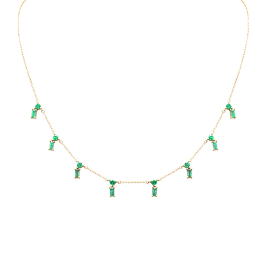 SPECIAL! 1.52ct G SI 14K Yellow Gold Green Emerald Gemstone Dangling Necklace 16 + 2" Ext