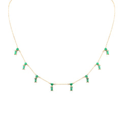 SPECIAL! 1.52ct G SI 14K Yellow Gold Green Emerald Gemstone Dangling Necklace 16 + 2" Ext