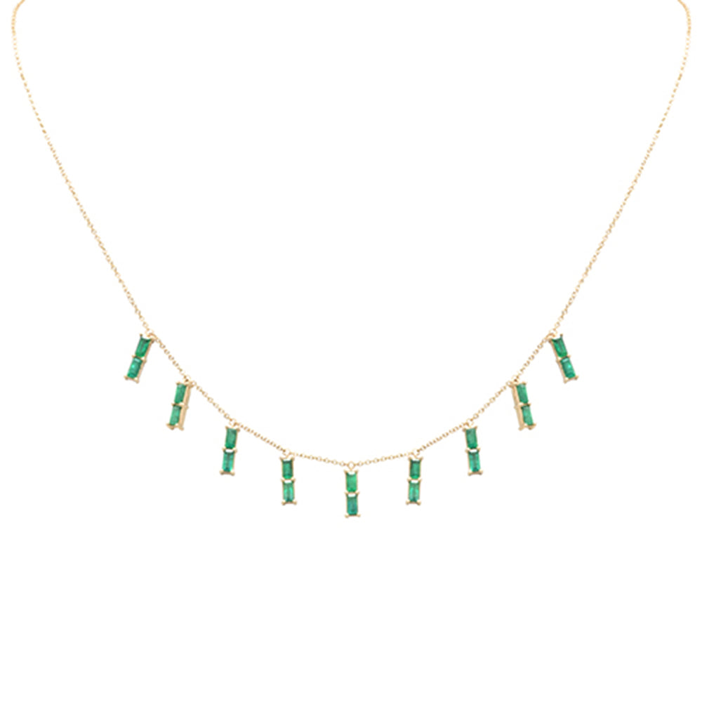 GEMSTONE CLOSEOUT!   2.34ct G SI 14K Yellow Gold Green Emerald Gemstone Dangling Necklace 16 + 2" Ext