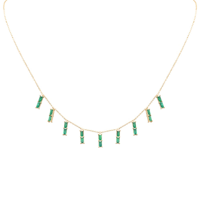 GEMSTONE CLOSEOUT!   2.34ct G SI 14K Yellow Gold Green Emerald Gemstone Dangling Necklace 16 + 2" Ext