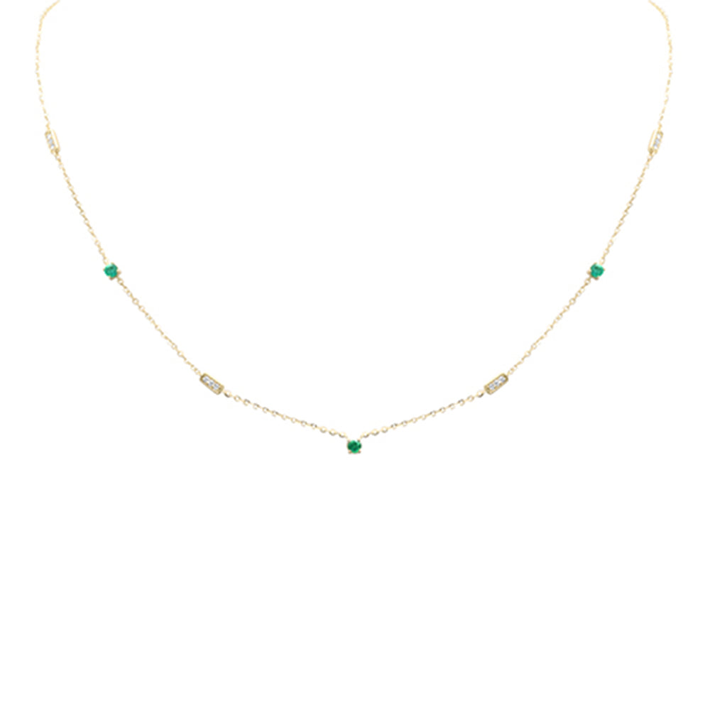 DIAMOND CLOSEOUT!  .32ct G SI 14K Yellow Gold Diamond & Emerald Pendant Necklace 16 + 2" Ext