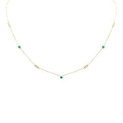 DIAMOND CLOSEOUT!  .32ct G SI 14K Yellow Gold Diamond & Emerald Pendant Necklace 16 + 2" Ext