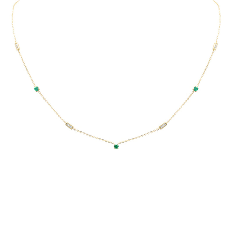 DIAMOND CLOSEOUT!  .32ct G SI 14K Yellow Gold Diamond & Emerald Pendant Necklace 16 + 2" Ext