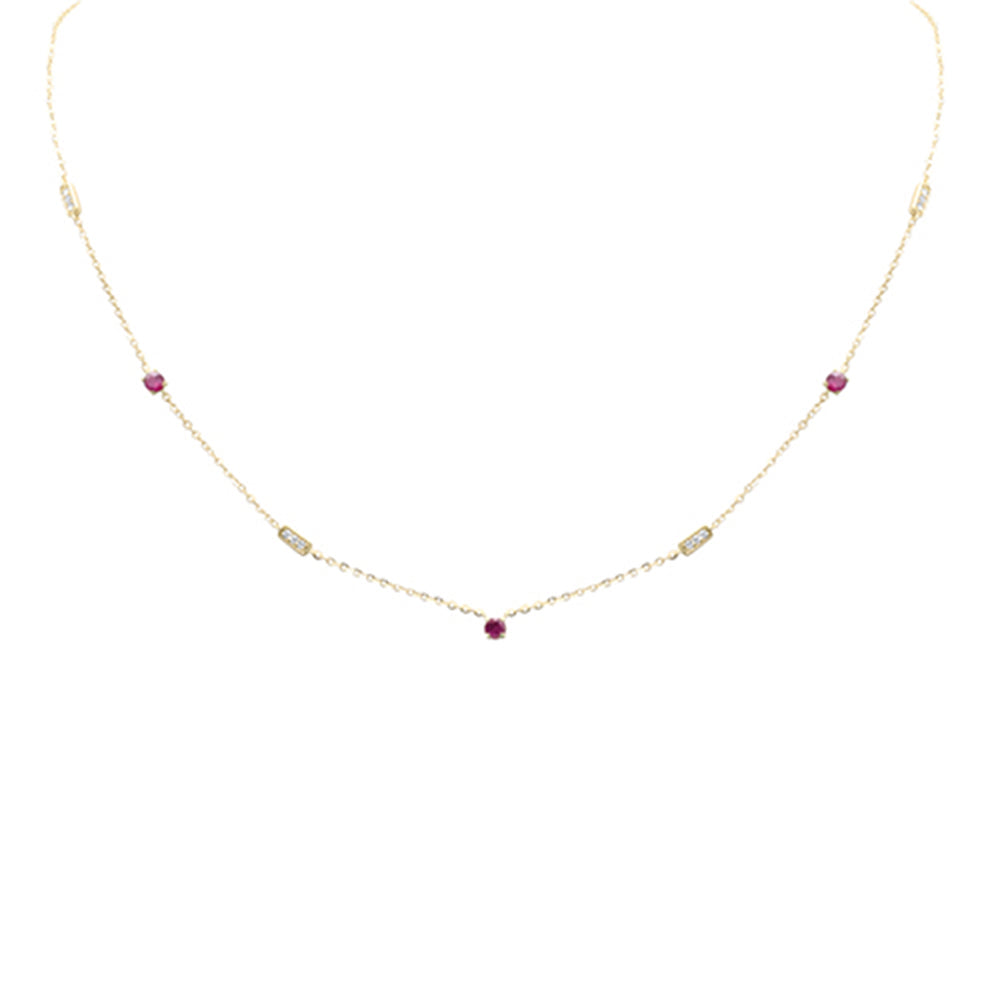DIAMOND CLOSEOUT!  .35ct G SI 14K Yellow Gold Diamond & Ruby Pendant Necklace 16 + 2" Ext