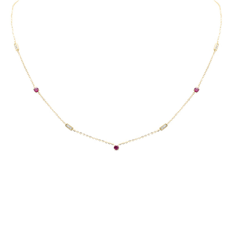 DIAMOND CLOSEOUT!  .35ct G SI 14K Yellow Gold Diamond & Ruby Pendant Necklace 16 + 2" Ext