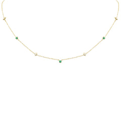 .30ct G SI 14K Yellow Gold Diamond & Emerald Pendant Necklace 16 + 2" Ext