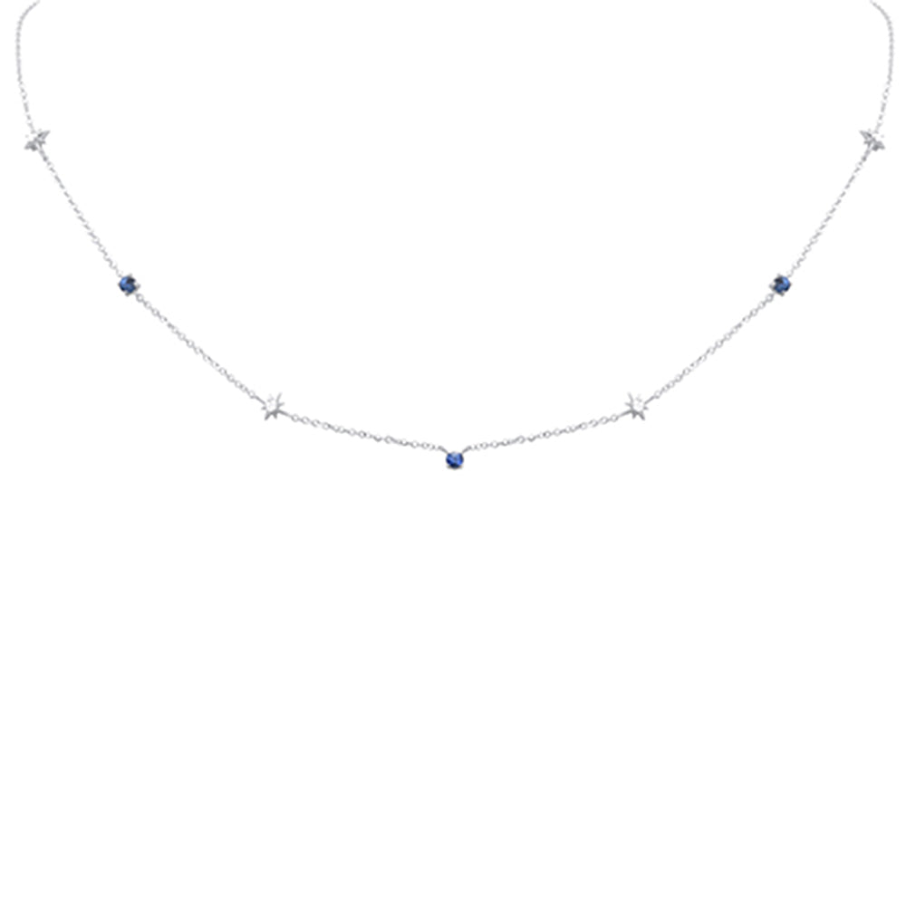 SPECIAL! .30ct G SI 14K White Gold Diamond & Blue Sapphire Pendant Necklace 16 + 2" Ext