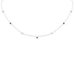 SPECIAL! .30ct G SI 14K White Gold Diamond & Blue Sapphire Pendant Necklace 16 + 2" Ext