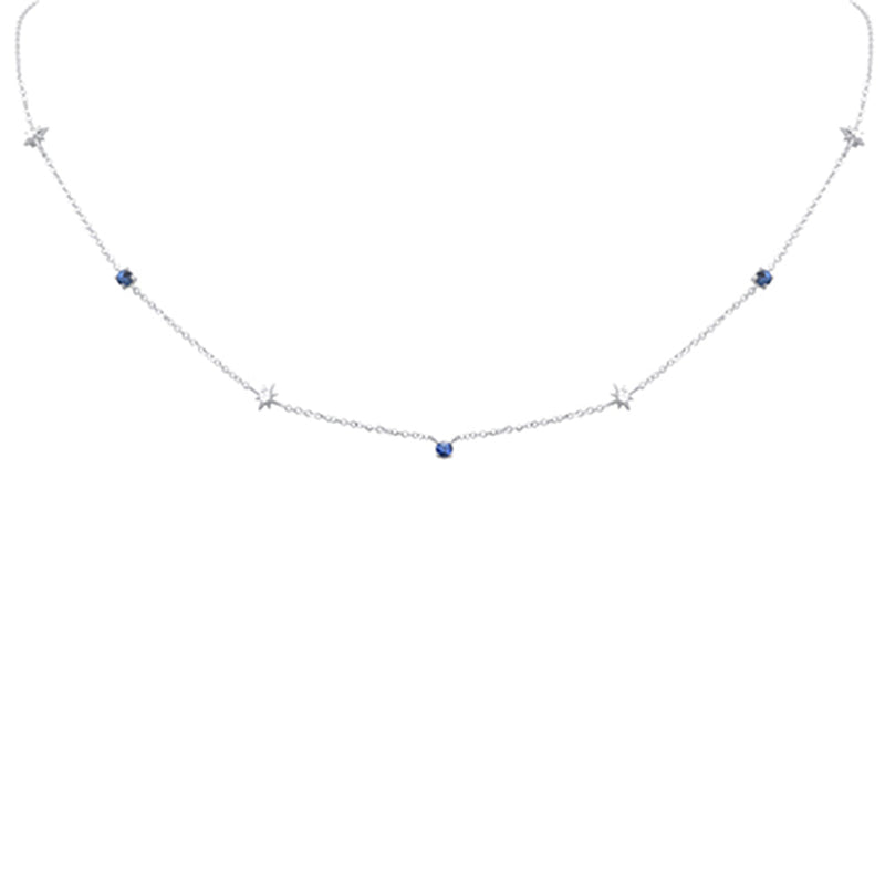 SPECIAL! .30ct G SI 14K White Gold Diamond & Blue Sapphire Pendant Necklace 16 + 2" Ext