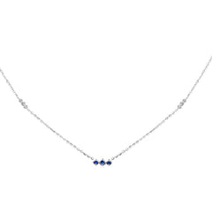 SPECIAL! .32ct G SI 14K White Gold Diamond & Blue Sapphire Pendant Necklace 16 + 2" Ext