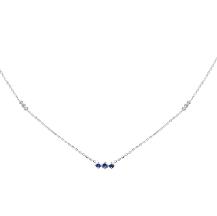SPECIAL! .32ct G SI 14K White Gold Diamond & Blue Sapphire Pendant Necklace 16 + 2" Ext