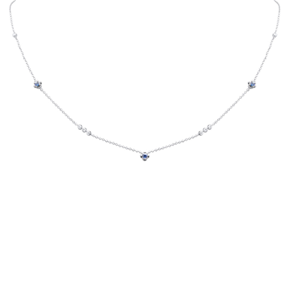 SPECIAL! .37ct G SI 14K White Gold Diamond & Blue Sapphire Pendant Necklace 16 + 2" Ext