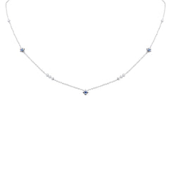 SPECIAL! .37ct G SI 14K White Gold Diamond & Blue Sapphire Pendant Necklace 16 + 2" Ext