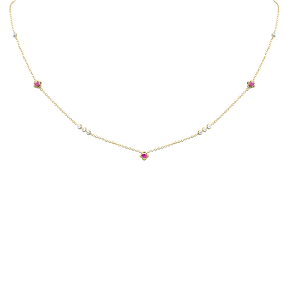 DIAMOND CLOSEOUT!  .36ct G SI 14K Yellow Gold Diamond & Ruby Pendant Necklace 16 + 2" Ext