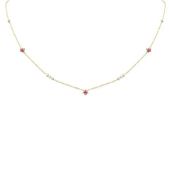 DIAMOND CLOSEOUT!  .36ct G SI 14K Yellow Gold Diamond & Ruby Pendant Necklace 16 + 2" Ext