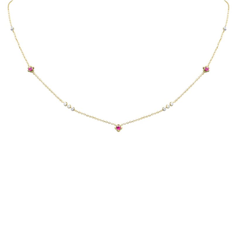 DIAMOND CLOSEOUT!  .36ct G SI 14K Yellow Gold Diamond & Ruby Pendant Necklace 16 + 2" Ext