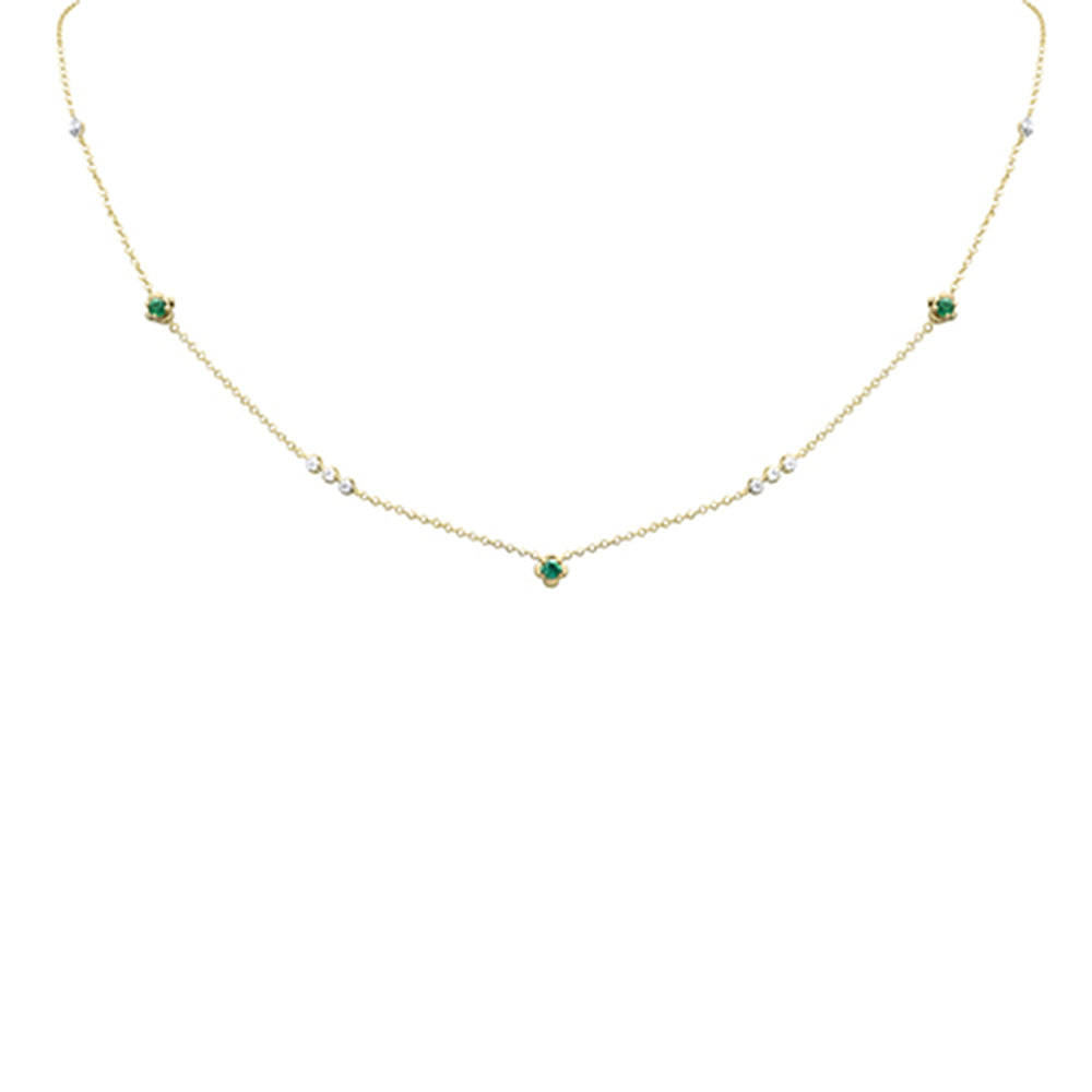 SPECIAL! .35ct G SI 14K Yellow Gold Diamond & Emerald Pendant Necklace 16 + 2" Ext