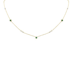 SPECIAL! .35ct G SI 14K Yellow Gold Diamond & Emerald Pendant Necklace 16 + 2" Ext