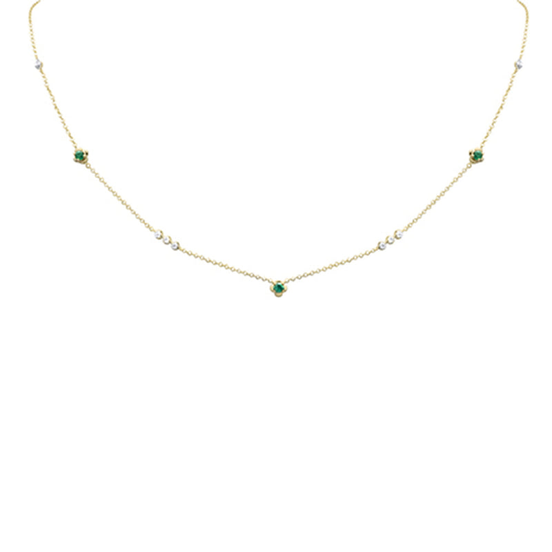 SPECIAL! .35ct G SI 14K Yellow Gold Diamond & Emerald Pendant Necklace 16 + 2" Ext