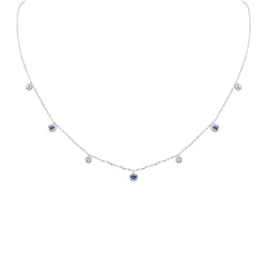 DIAMOND CLOSEOUT!  .30ct G SI 14K White Gold Diamond & Blue Sapphire Pendant Necklace 16 + 2" Ext