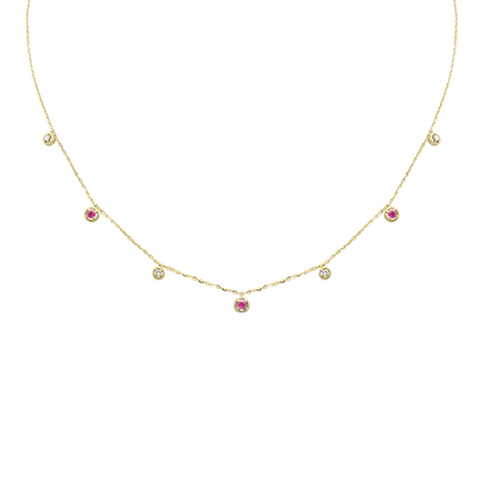 DIAMOND CLOSEOUT!  .30ct G SI 14K Yellow Gold Diamond & Ruby Pendant Necklace 16 + 2" Ext