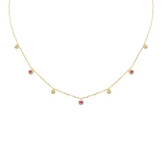 DIAMOND CLOSEOUT!  .30ct G SI 14K Yellow Gold Diamond & Ruby Pendant Necklace 16 + 2" Ext