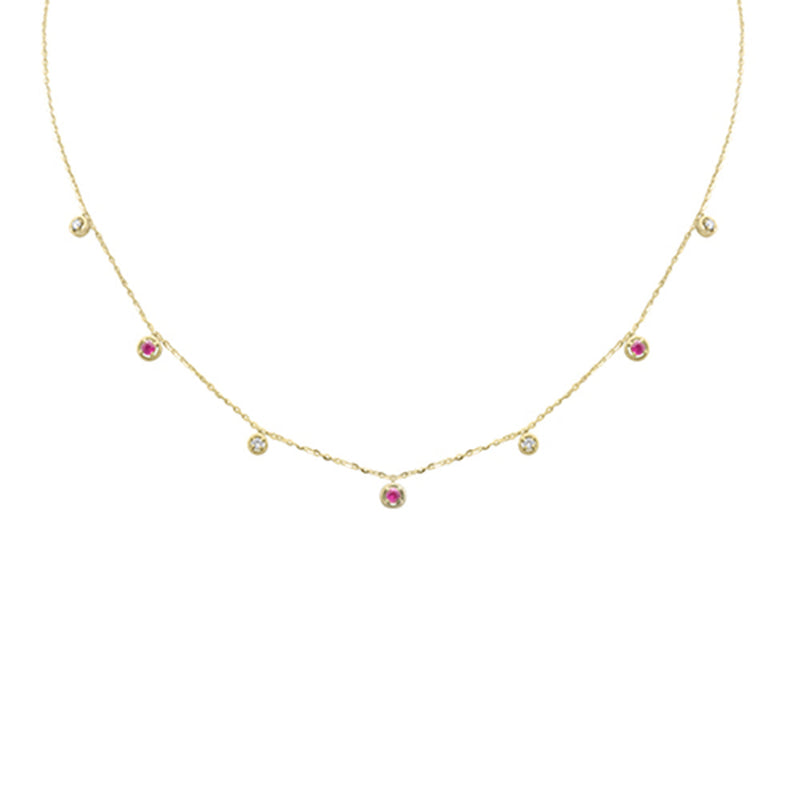 DIAMOND CLOSEOUT!  .30ct G SI 14K Yellow Gold Diamond & Ruby Pendant Necklace 16 + 2" Ext