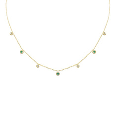 DIAMOND CLOSEOUT! .23ct G SI 14K Yellow Gold Diamond & Emerald Pendant Necklace 16 + 2" Ext