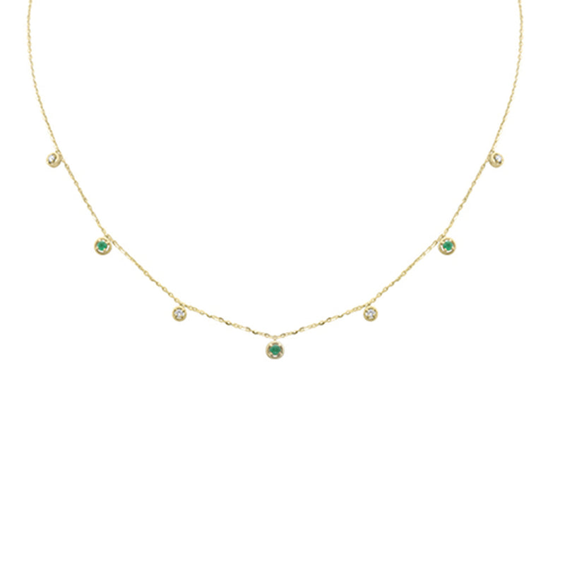 DIAMOND CLOSEOUT! .23ct G SI 14K Yellow Gold Diamond & Emerald Pendant Necklace 16 + 2" Ext