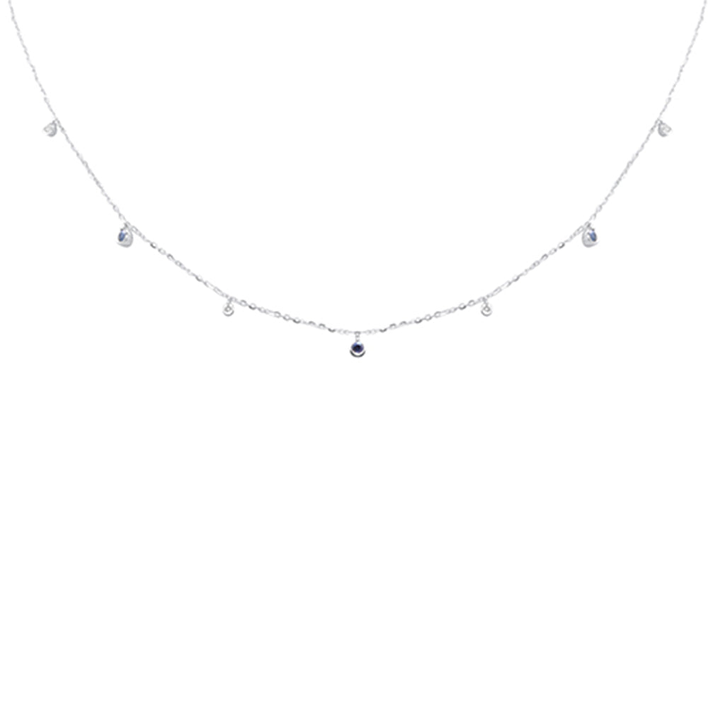SPECIAL! .31ct G SI 14K White Gold Diamond & Blue Sapphire Pendant Necklace 16 + 2" Ext