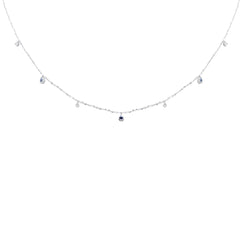 SPECIAL! .31ct G SI 14K White Gold Diamond & Blue Sapphire Pendant Necklace 16 + 2" Ext