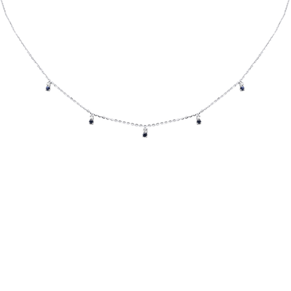 .30ct G SI 14K White Gold Diamond & Blue Sapphire Pendant Necklace 16 + 2" Ext