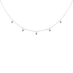 .30ct G SI 14K White Gold Diamond & Blue Sapphire Pendant Necklace 16 + 2" Ext