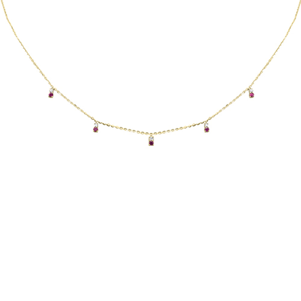 .32ct G SI 14K Yellow Gold Diamond & Ruby Pendant Necklace 16 + 2" Ext