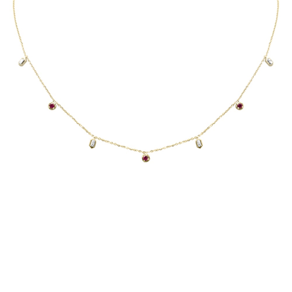 SPECIAL! .33ct G SI 14K Yellow Gold Diamond & Ruby Pendant Necklace 16 + 2" Ext