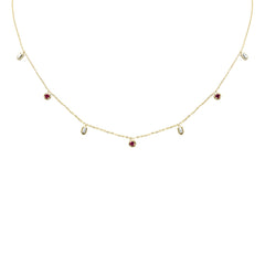 SPECIAL! .33ct G SI 14K Yellow Gold Diamond & Ruby Pendant Necklace 16 + 2" Ext